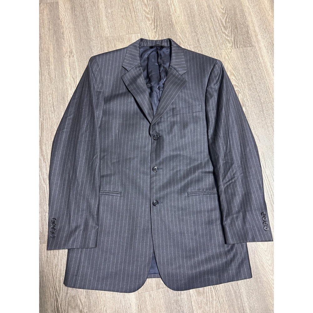 Jos. A. Bank Mens 40L Pinstripe Wool Blazer Charcoal Grey 3 Button Suit Jacket